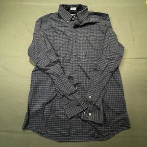 Calvin Klein Men's Non Iron Plaid Button Down Shirt Size Small Blue Classic Fit‎